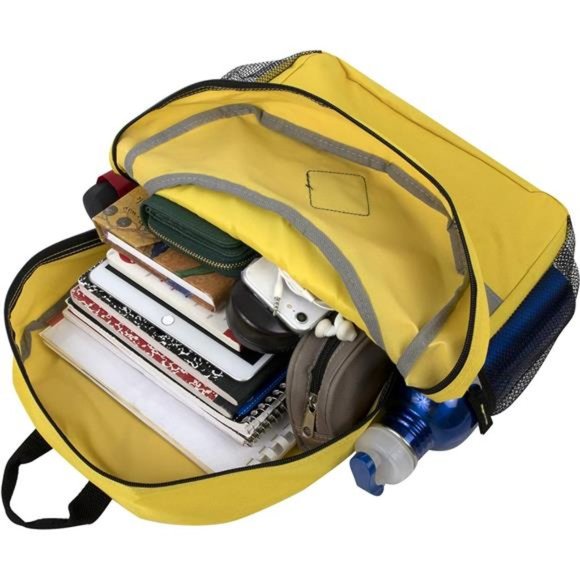 Kids Reflective Backpack for School, Yellow Backpack with Reflector Strips - Picture 2 of 6
